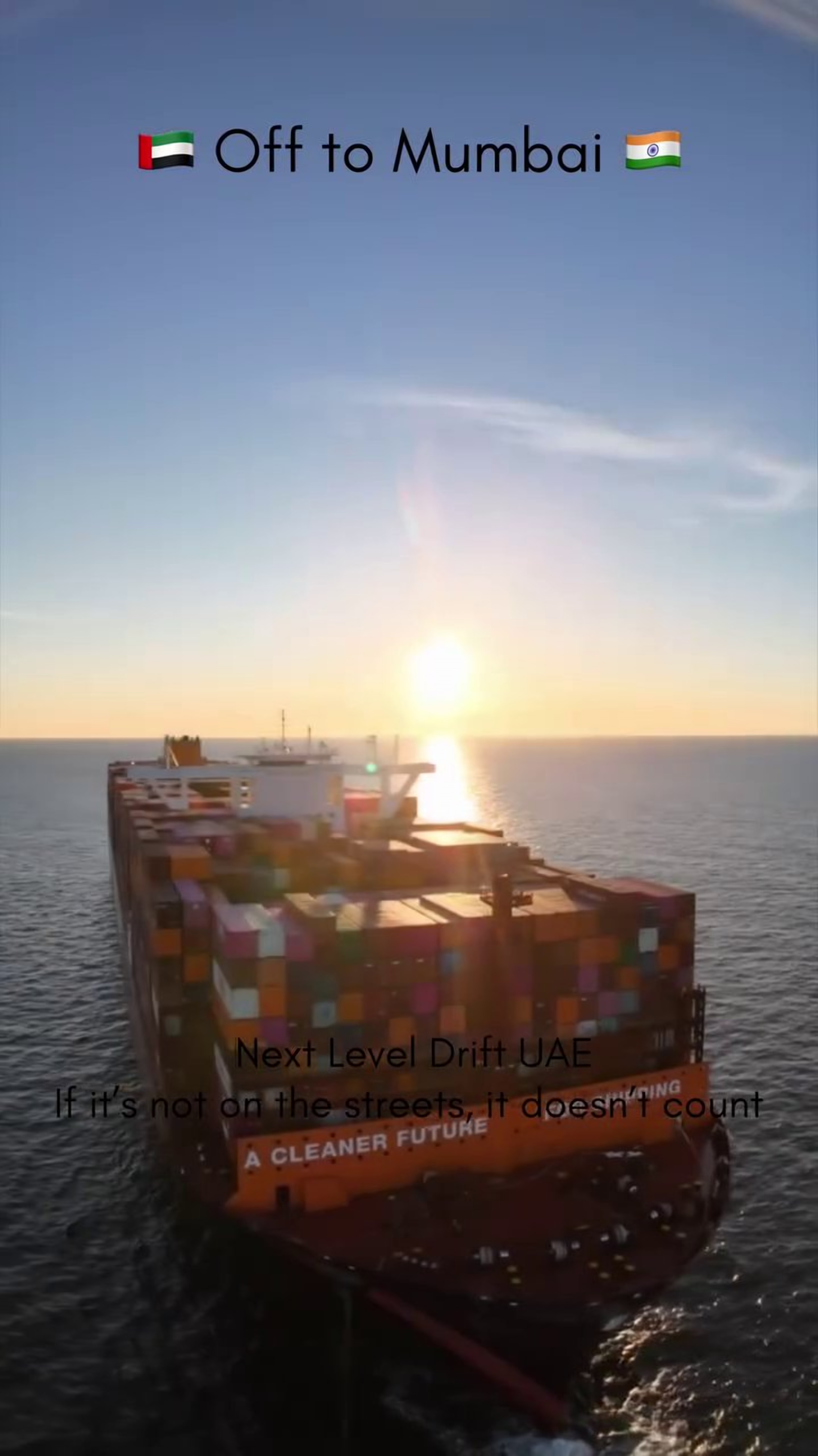 Container off to Mumbai at sunset