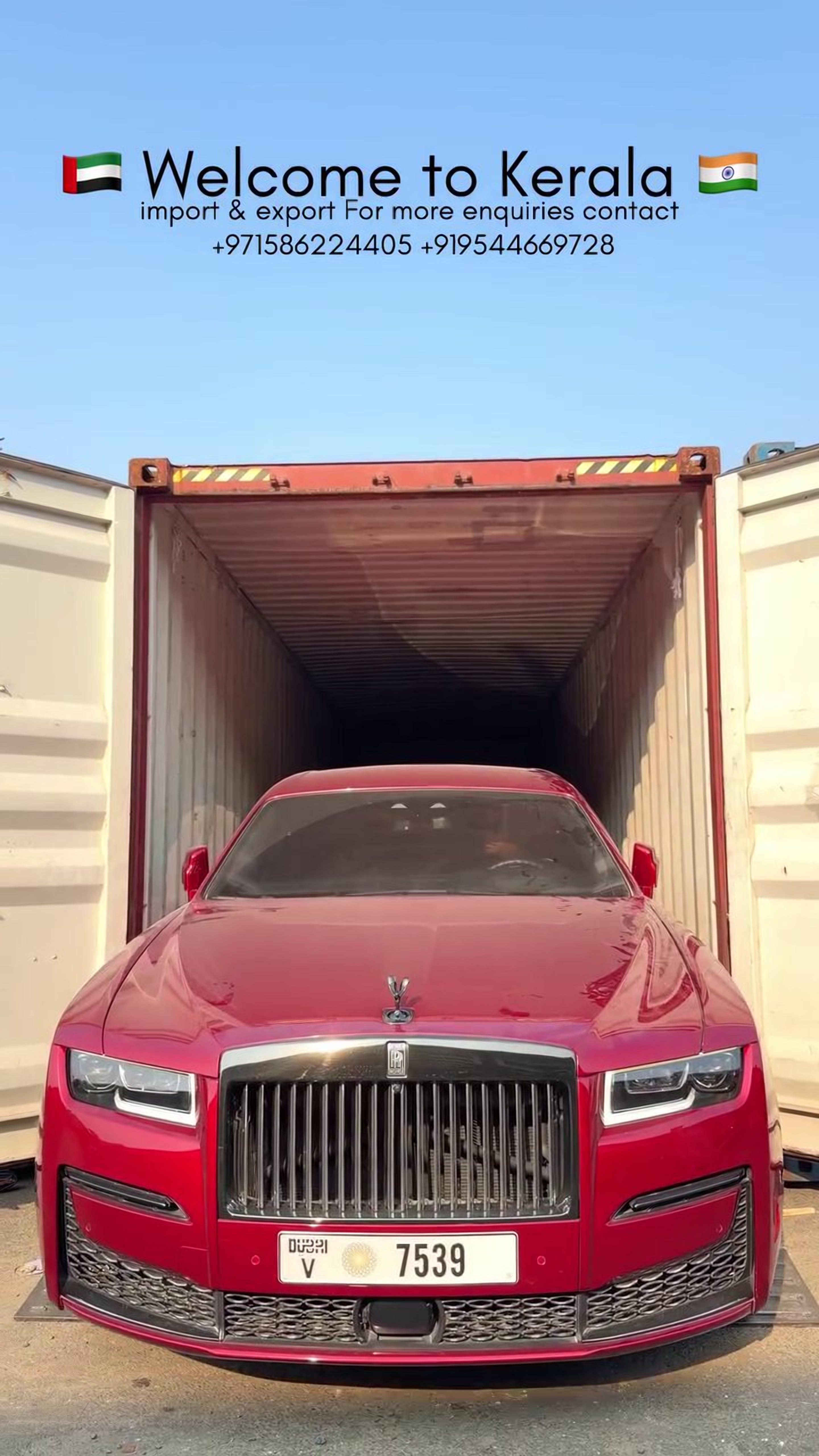 Rolls-Royce loaded into container